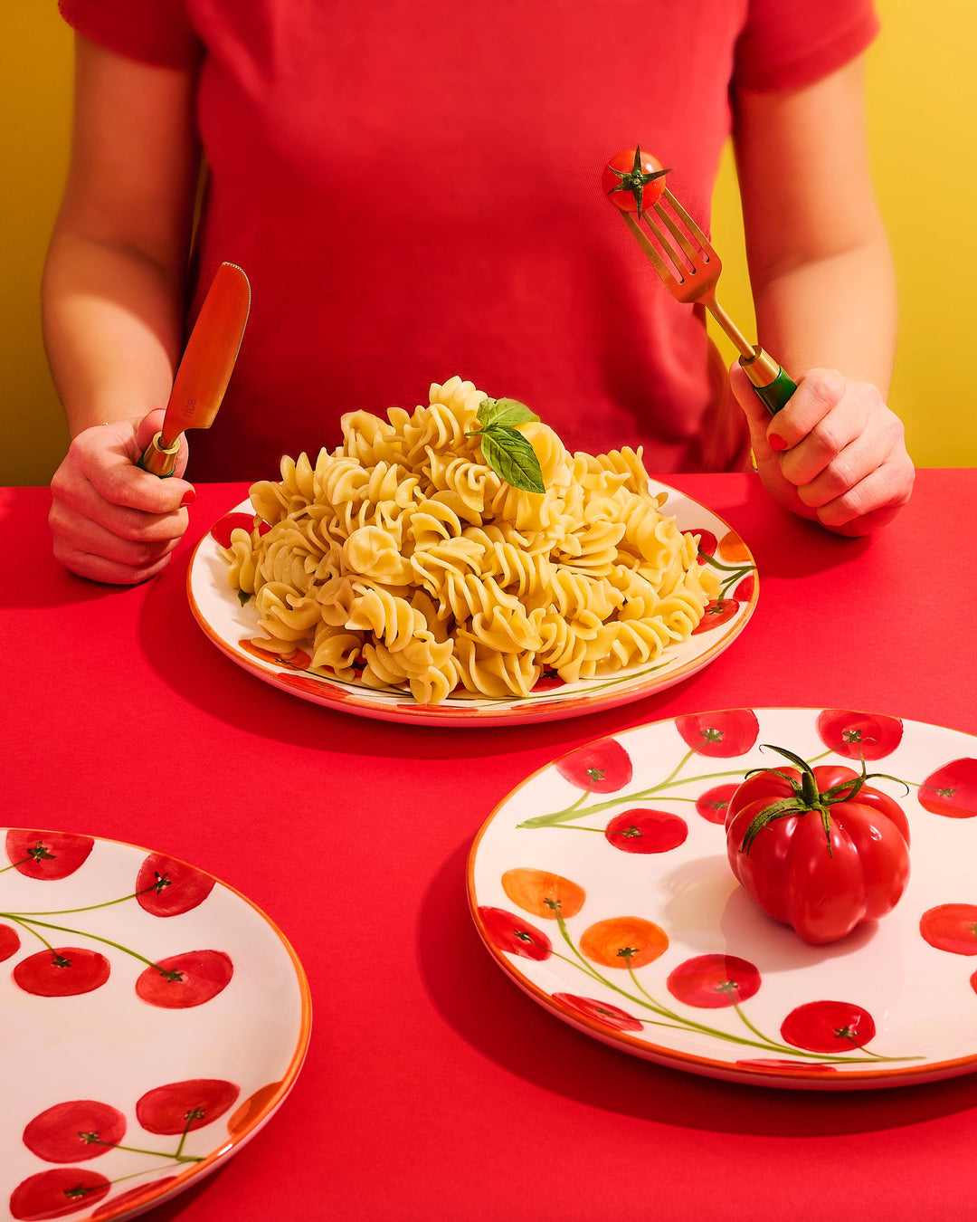 Grande assiette à diner Tomates (liseret rouge) (Set de 2)
