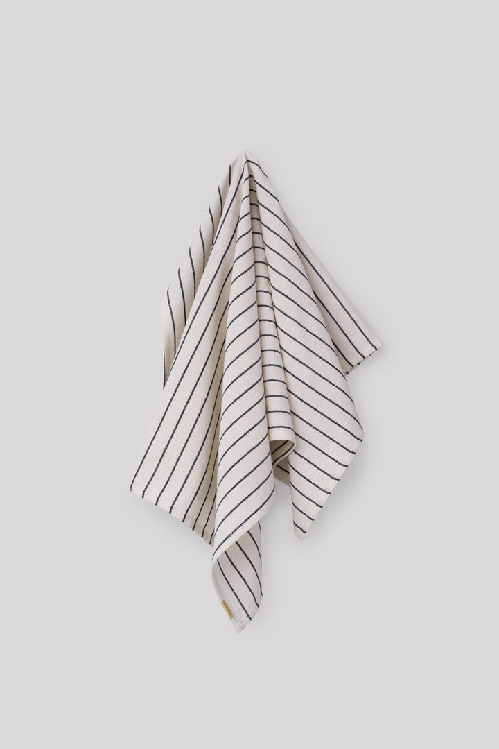 Torchon Écru à rayures en coton flammé