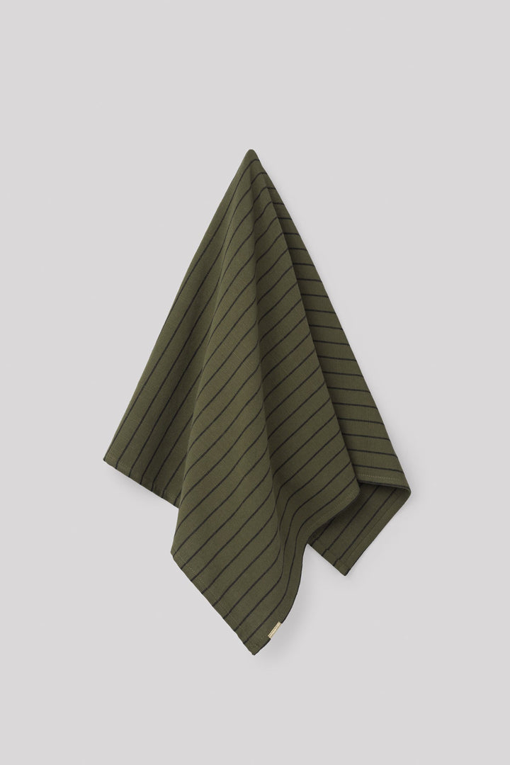 Torchon Vert câpre à rayures en coton flammé