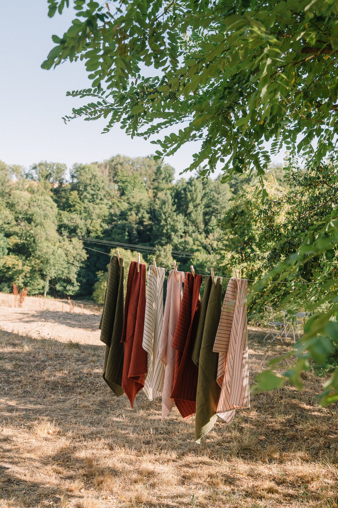 Torchon Rouille à rayures en coton flammé