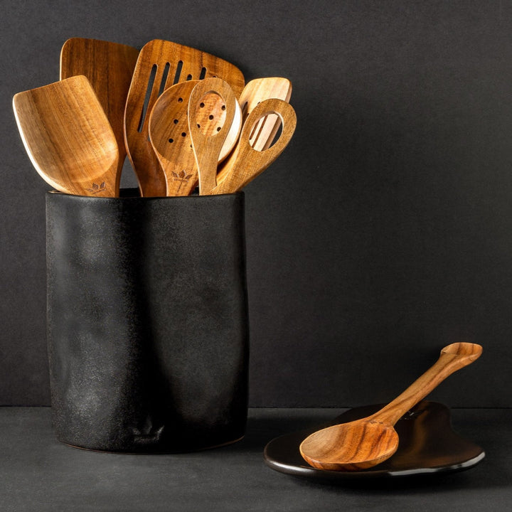 Dented Utensil Holder - Matte Black
