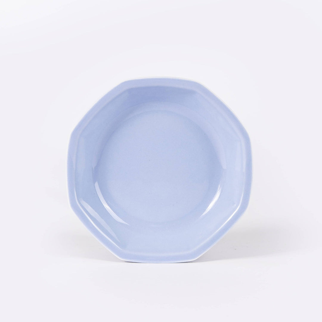 L'assiette creuse en porcelaine octogonale - Bleu pastel