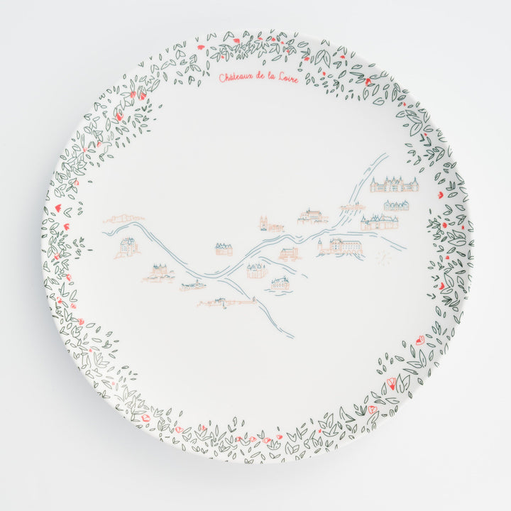 Grande assiette en mélamine 24cm illustrée Châteaux de la Loire