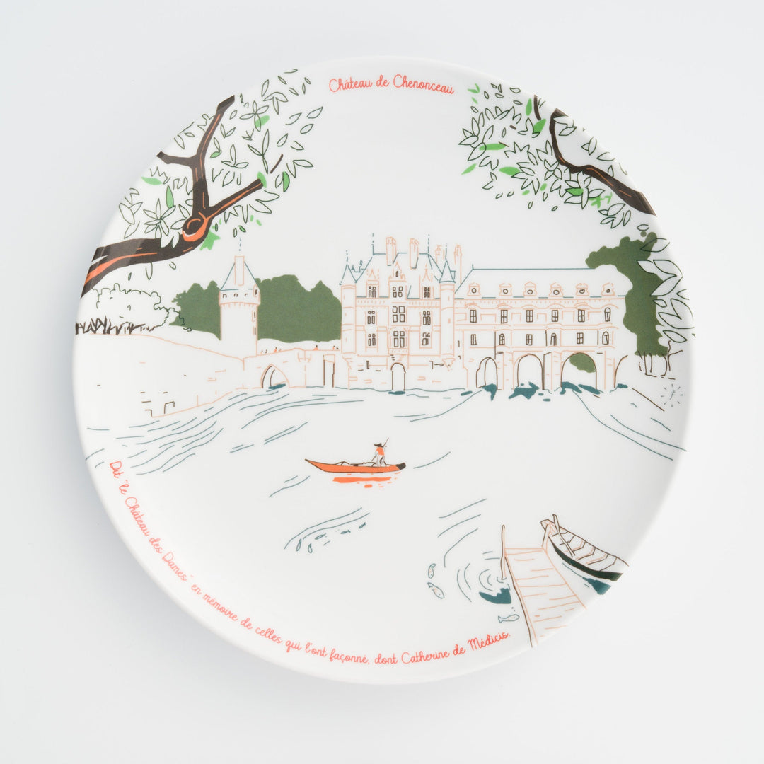 Assiette à dessert Château de Chenonceau - Vaisselle en mélamine haut de gamme
