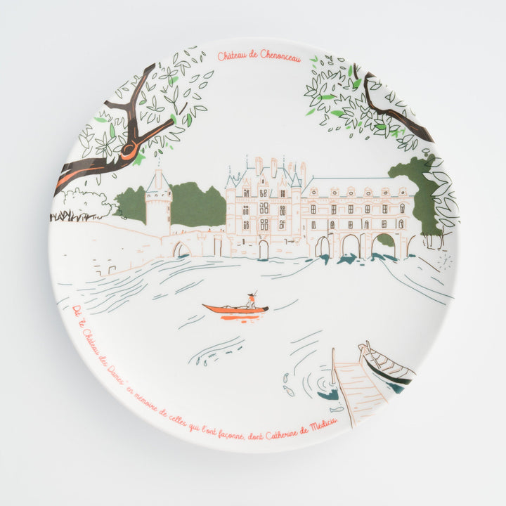 Assiette à dessert Château de Chenonceau - Vaisselle en mélamine haut de gamme