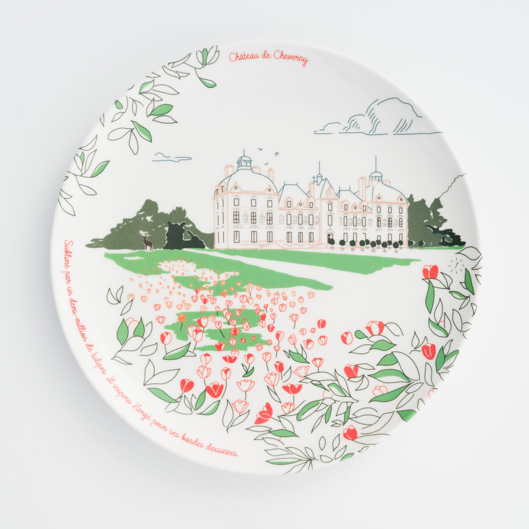 Assiette en mélamine illustration Château de Cheverny - Assiette à dessert historique