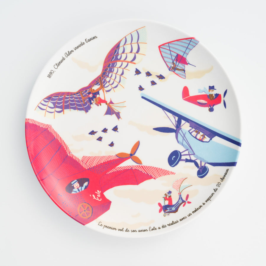 Assiette en mélamine Clément Ader - Vaisselle en mélamine collection Aviation