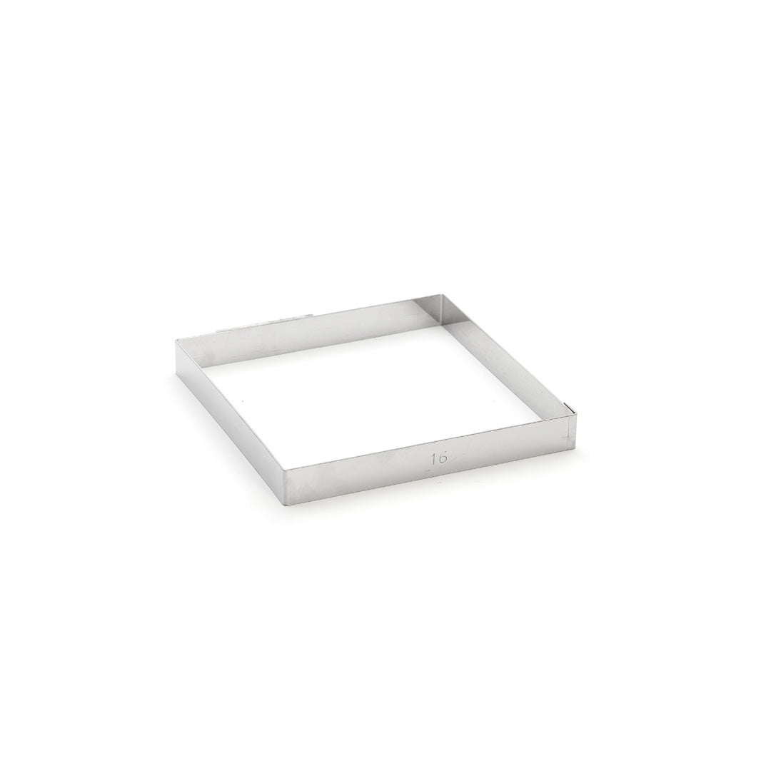 Cercle à tarte carré inox perforé bord droit ht 2cm - 16*16cm