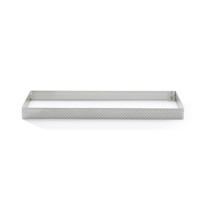 Cercle à tarte rectangle VALRHONA, inox perforé Ht 2 cm - 28*11cm