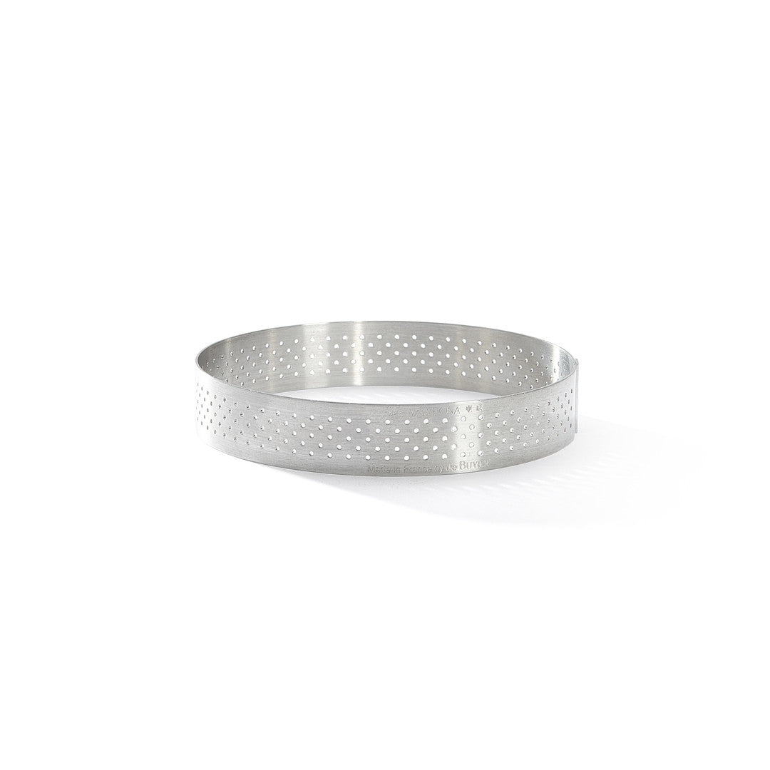 Cercle à tarte rond VALRHONA, inox perforé Ø10.5CM HT 2