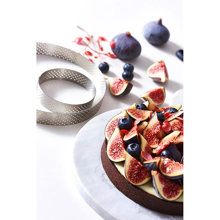 Cercle à tarte rond VALRHONA, inox perforé - Ø7.5CM HT 2