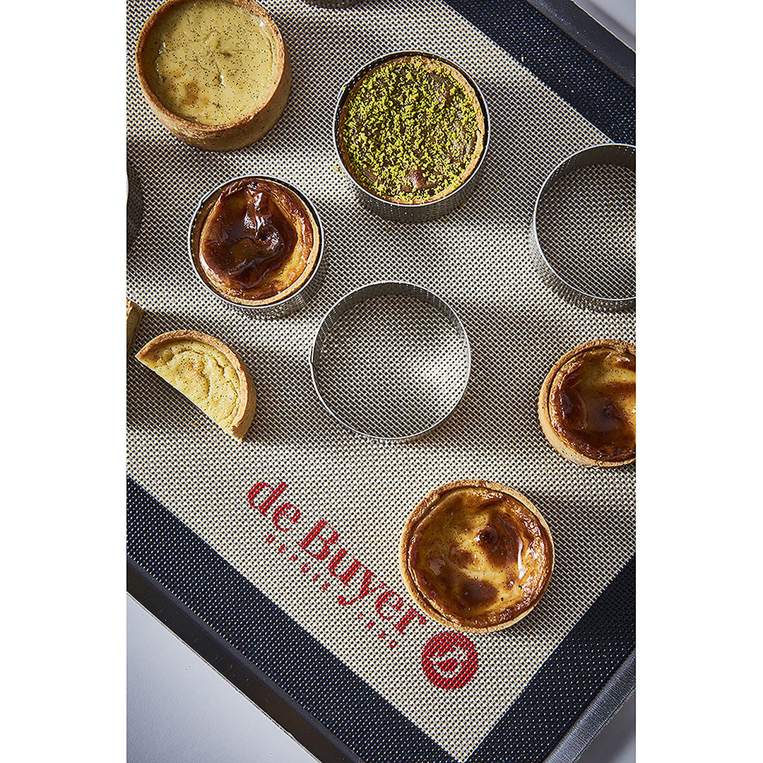 Cercle à tarte rond VALRHONA, inox perforé H3.5cm - Ø8.5cm