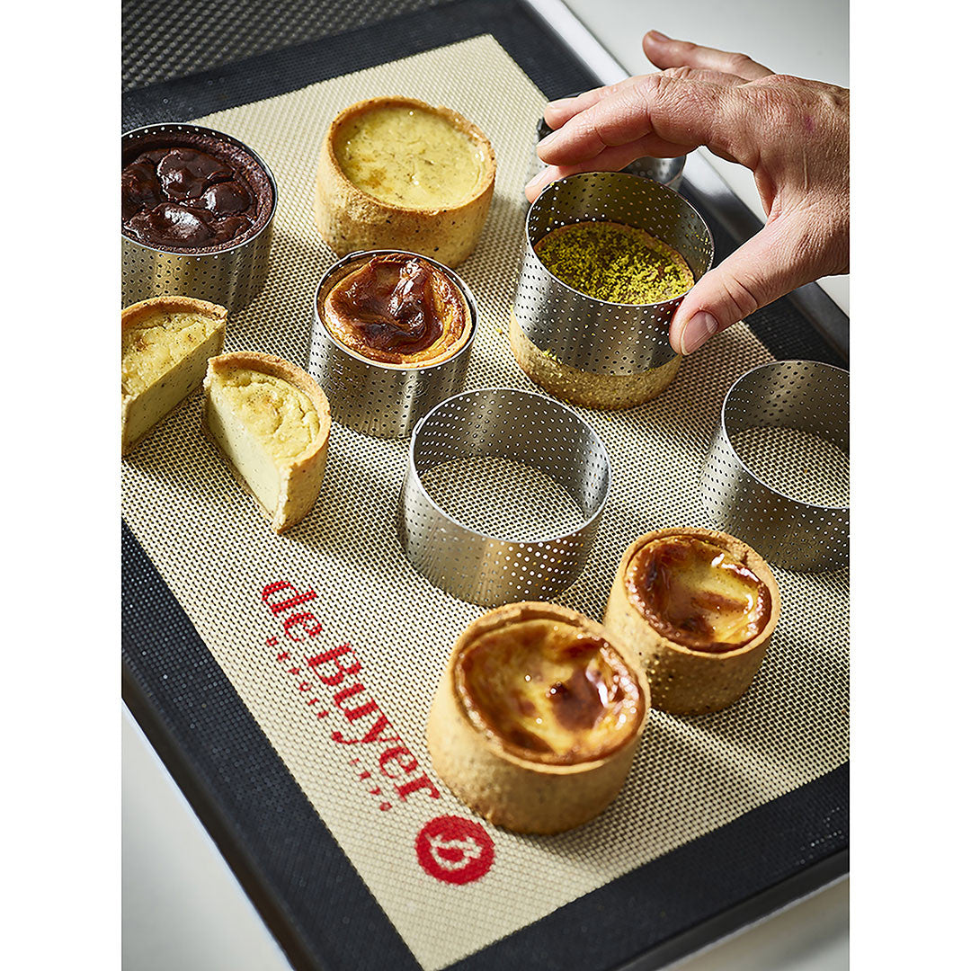 Cercle à tarte rond VALRHONA, inox perforé H3.cm -5  Ø5.5cm