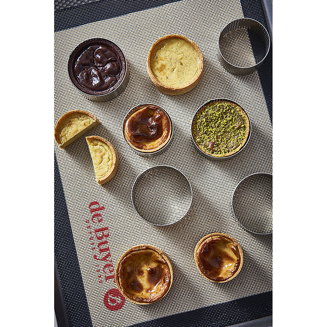 Cercle à tarte rond VALRHONA, inox perforé H3.5cm - Ø6.5cm