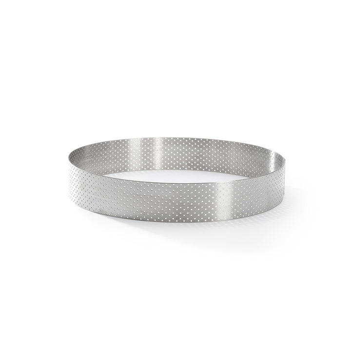 Cercle à tarte rond VALRHONA, inox perforé H3.5cm - Ø20.5cm