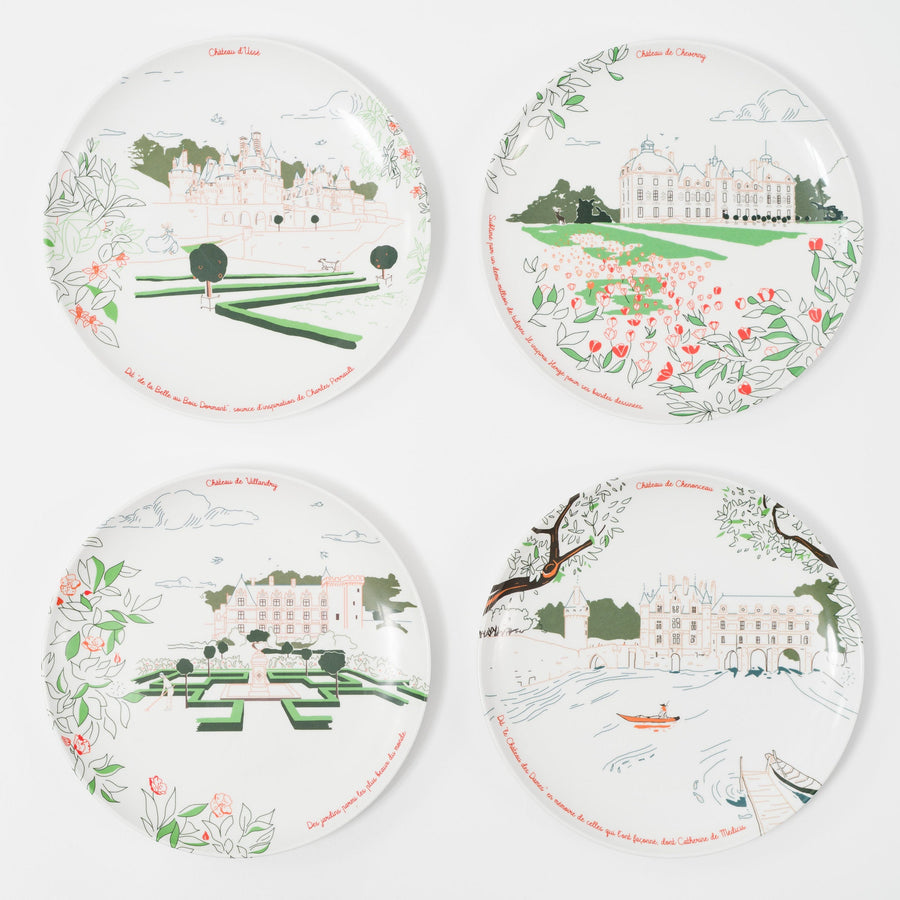 Coffret cadeau de 4 assiettes en mélamine collection Châteaux de la Loire