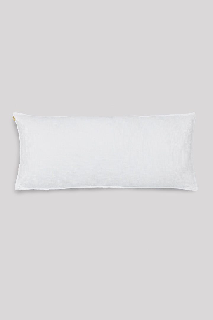 Grand coussin déhoussable en double gaze de coton blanc immaculé 45x90cm Coussins Les Pensionnaires