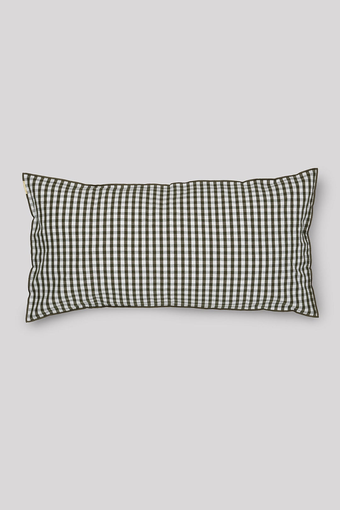 Large removable cotton linen cushion 45x90 cm Vichy - Caper green