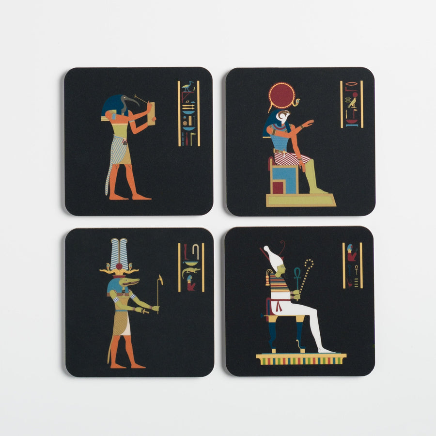 Set de dessous-de-verre Égypte Noir, idée cadeau culturelle de manufacture.