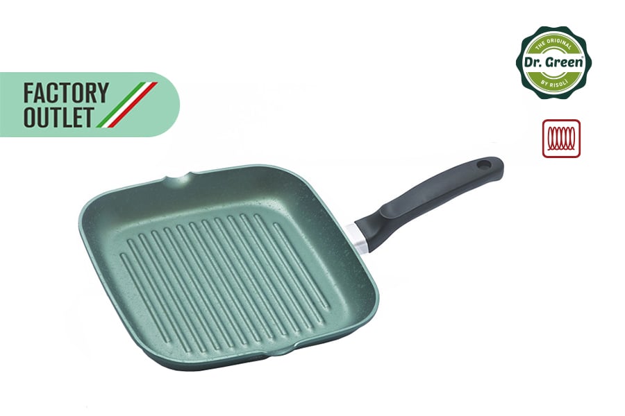 Poêle à griller antiadhésive 26x26 cm Dr.Green® Induction Prix d'usine Grills Risoli