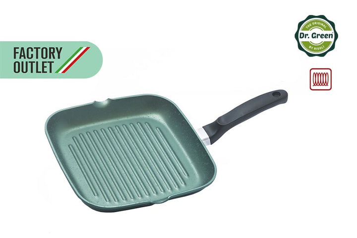 Poêle à griller antiadhésive 26x26 cm Dr.Green® Induction Prix d'usine Grills Risoli