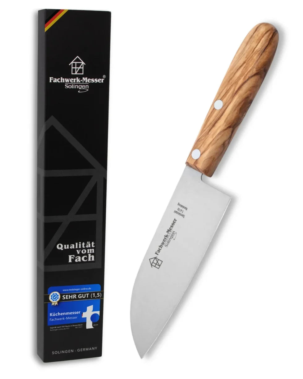 Mini couteau Santoku 13,5cm avec manche en bois d'olivier