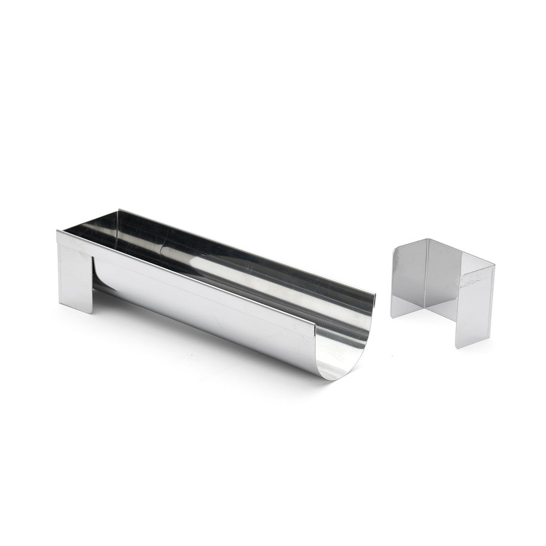 Gouttière à bûche ronde inox 30x8cm