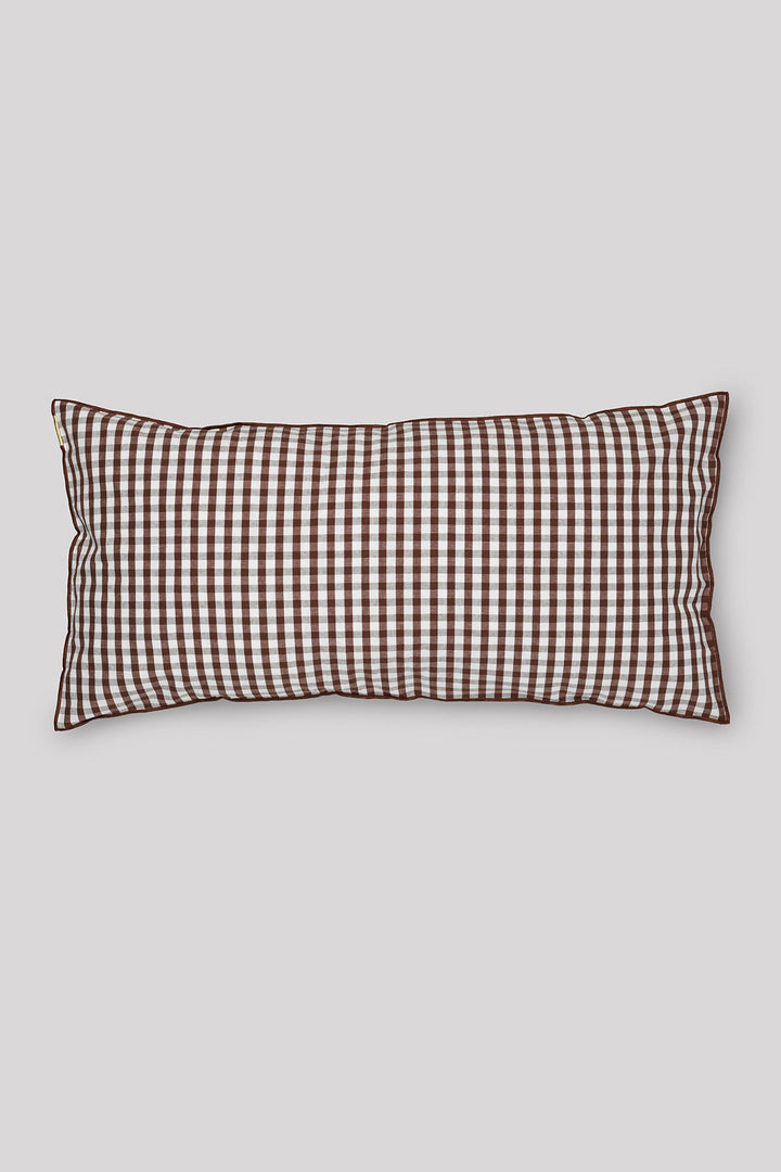 Grand coussin déhoussable en lin coton 45x90 cm Vichy - Noisette Coussins Les Pensionnaires