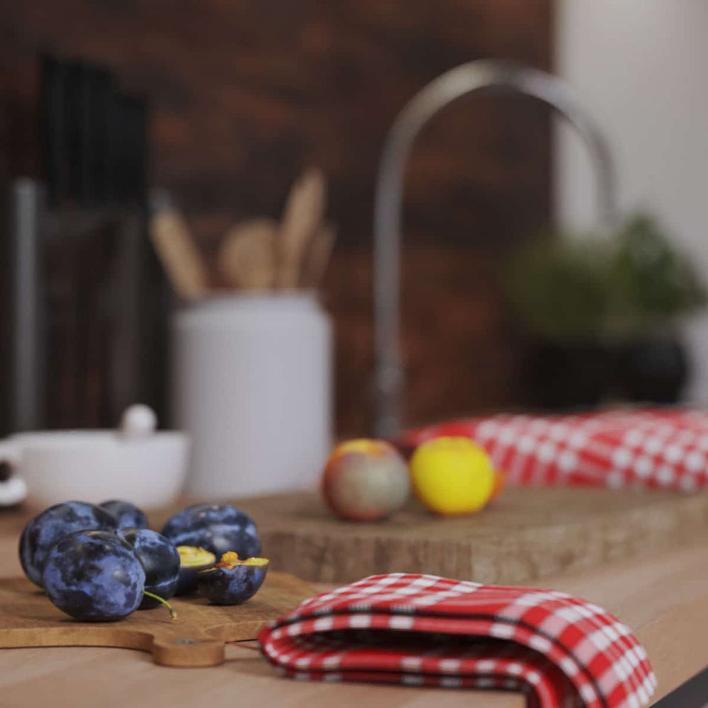 Lot de serviettes de table carreaux vichy normand rouge NELLY Serviettes de table Linandelle