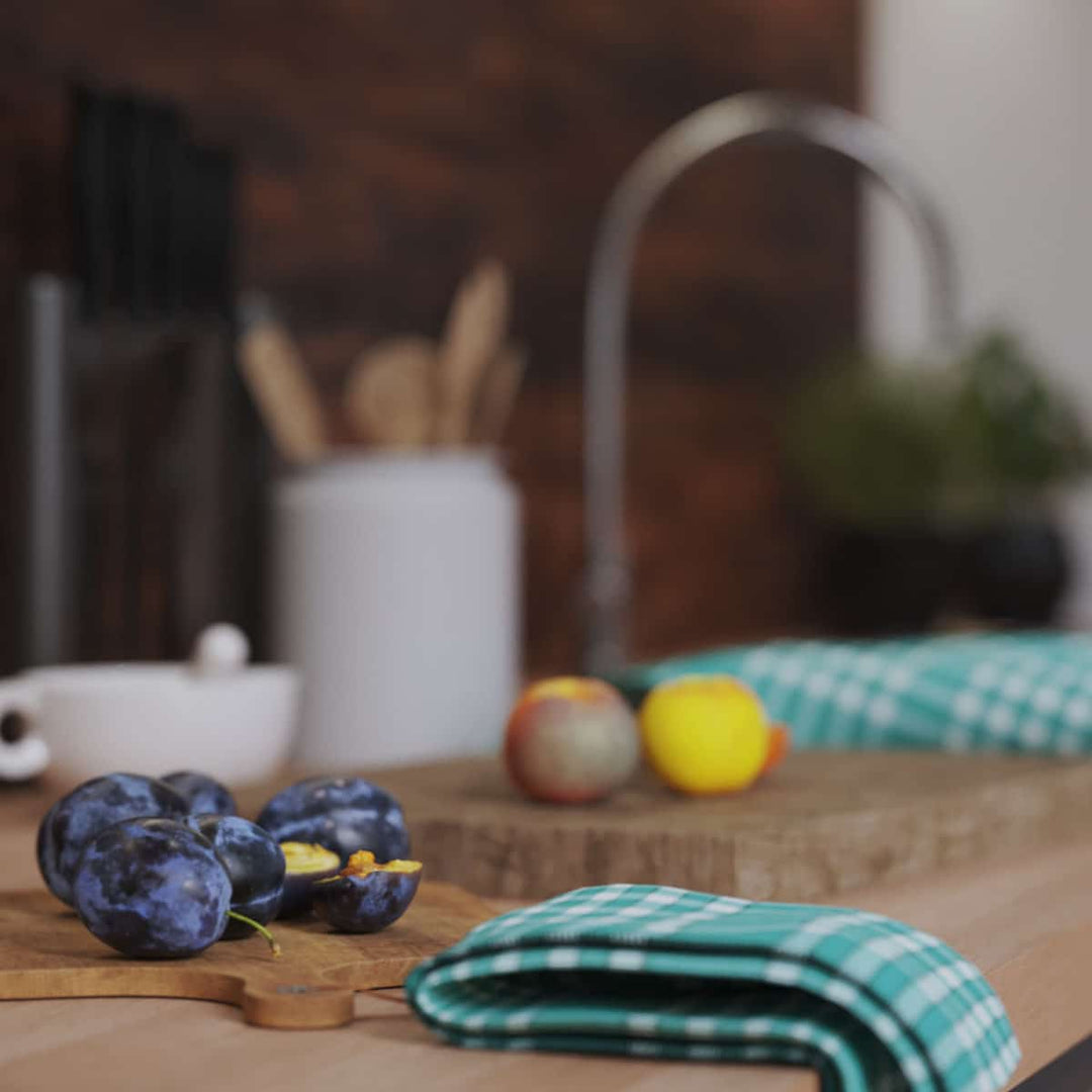 Lot de serviettes de table carreaux vichy normand vert NELLY Serviettes de table Linandelle