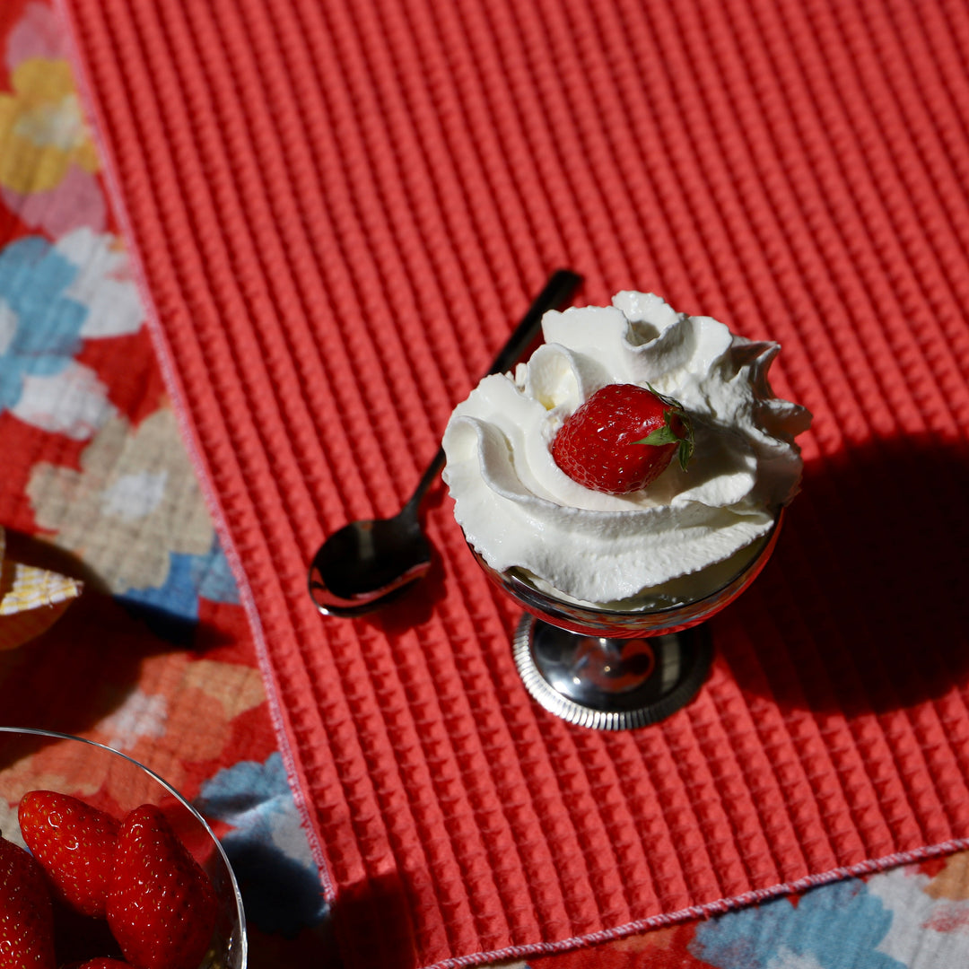 Set de table uni texturé - Gaufre corail - Lot de 2