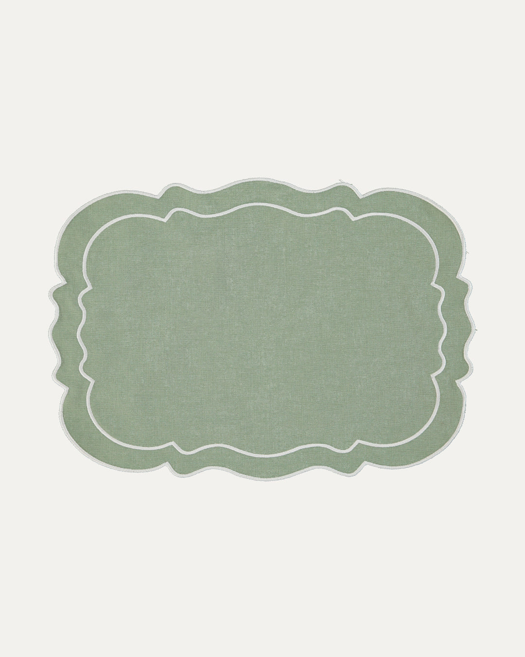 Clou placemat, green and white scallop