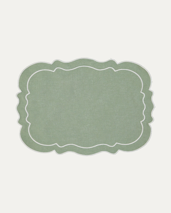 Clou placemat, green and white scallop