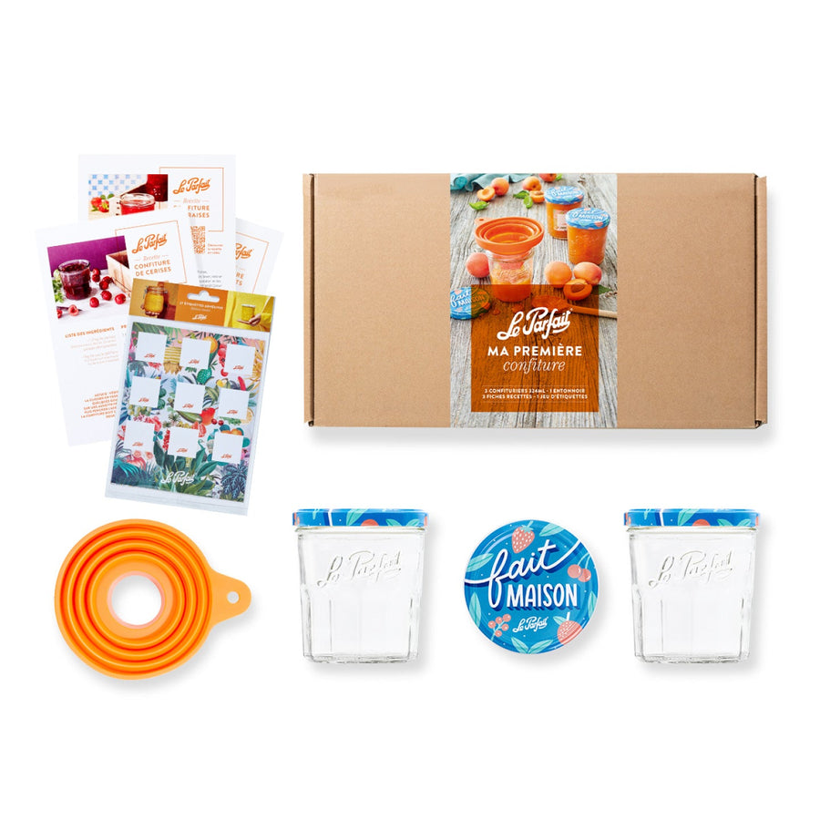KIT CONFITURIER LE PARFAIT - Confituriers, entonnoir, fiches recettes, et étiquettes