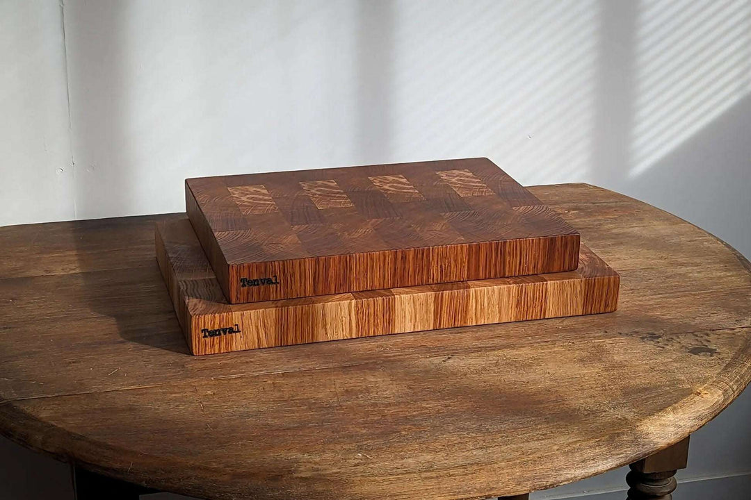 Billot de cuisine artisanal TENVAL en bois massif – Billot damier made in France