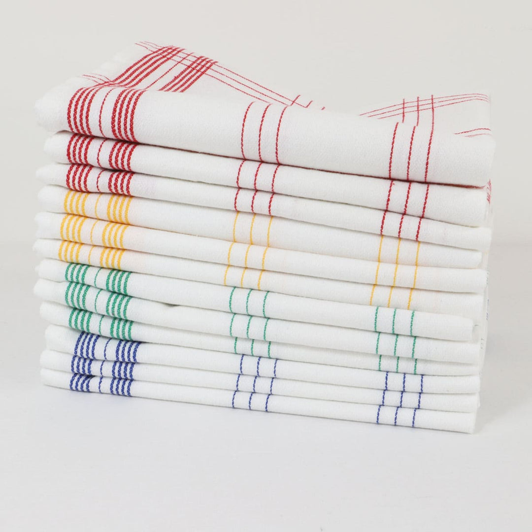 Lot de 12 torchons de cuisine coton tissé teint jacquard MAEVA - Made in Portugal Maniques - Gants de cuisine Linandelle