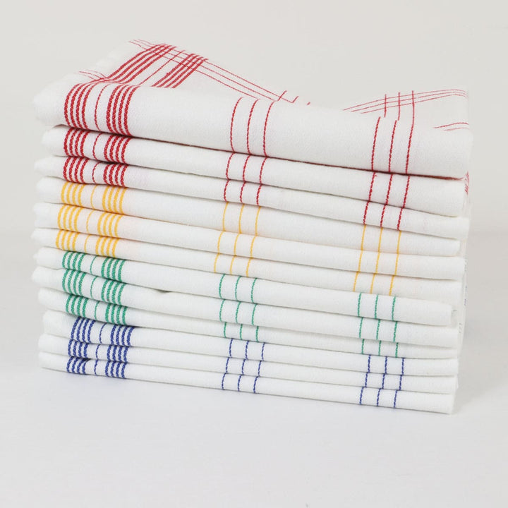 Lot de 12 torchons de cuisine coton tissé teint jacquard MAEVA - Made in Portugal Maniques - Gants de cuisine Linandelle