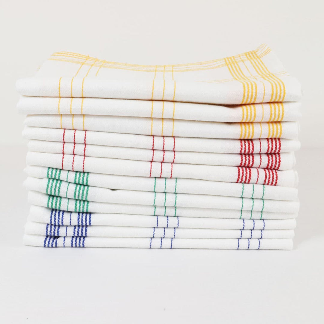 Lot de 12 torchons de cuisine coton tissé teint jacquard MAEVA - Made in Portugal Maniques - Gants de cuisine Linandelle