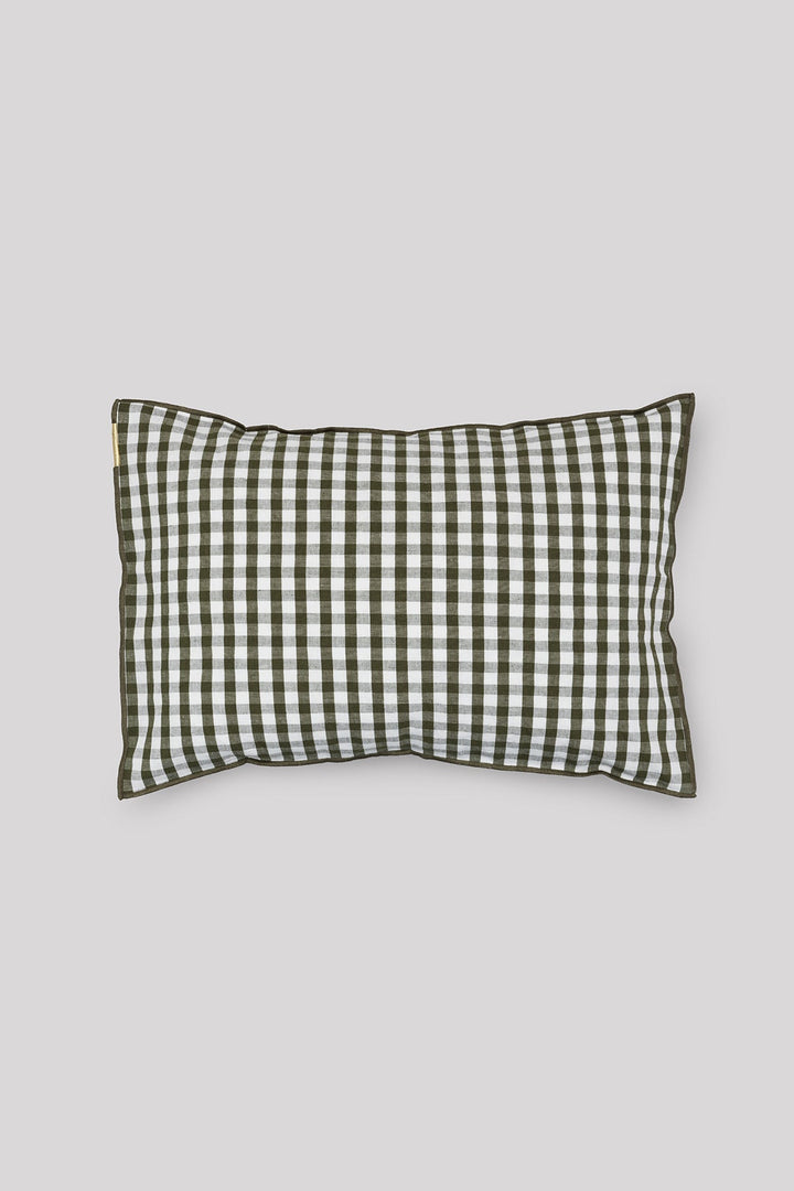 Coussin déhoussable en lin coton 35x50 cm Vichy - Vert câpre Coussins Les Pensionnaires