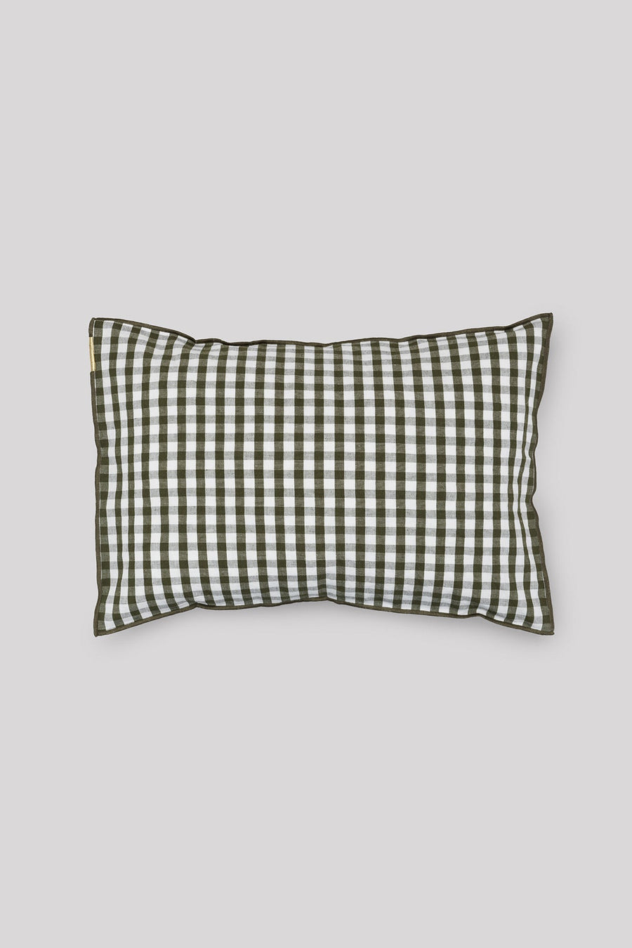 Coussin déhoussable en lin coton 35x50 cm Vichy - Vert câpre Coussins Les Pensionnaires