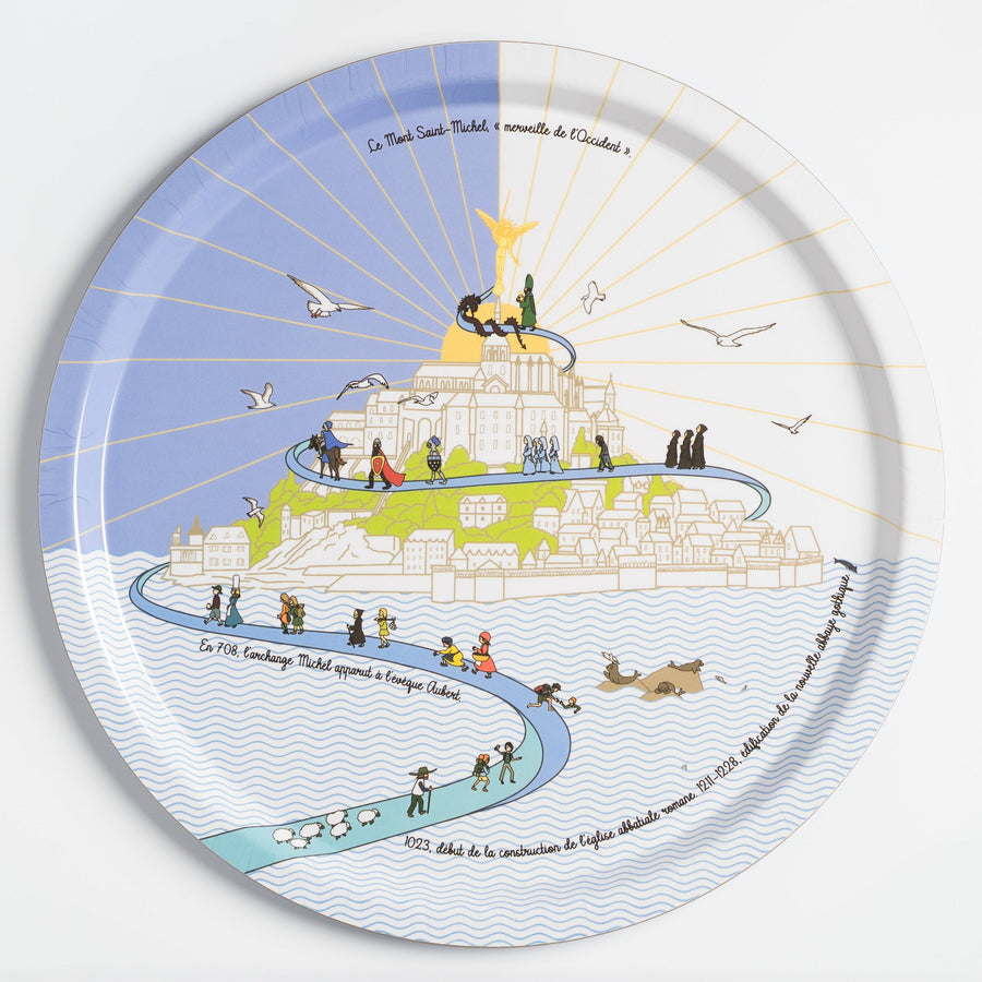 Plateau de service bois Mont-Saint-Michel, objet de manufacture haute résistance.