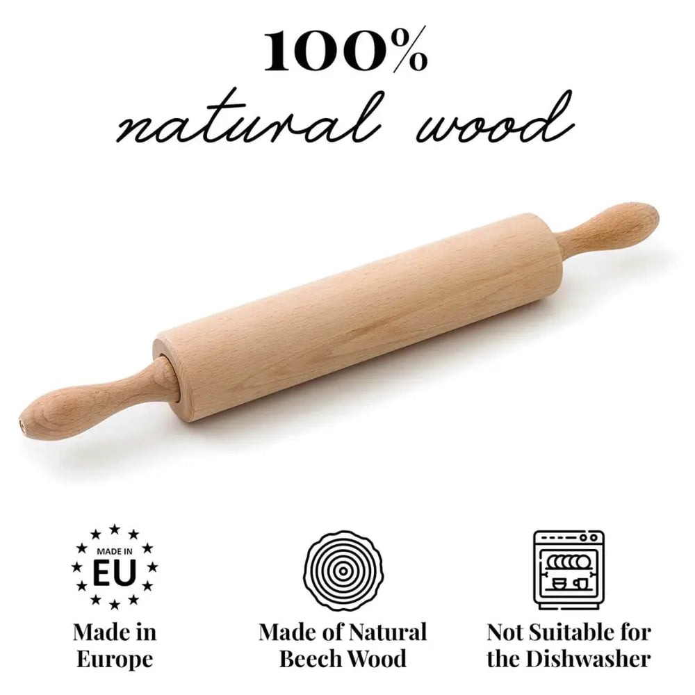 Wooden Rolling Pin with Rotating Center