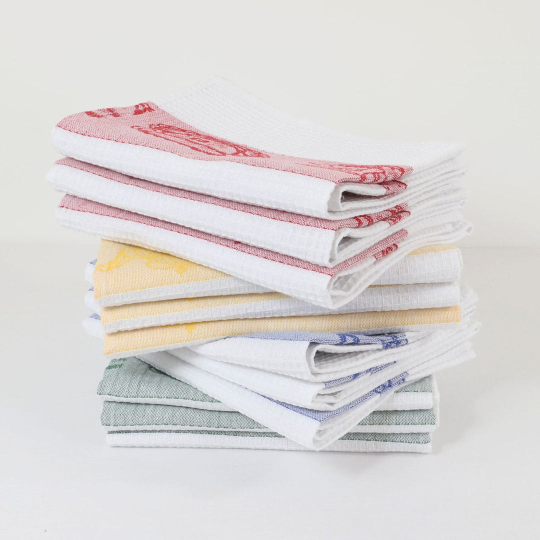 Lot de 12 torchons coton nid d'abeille jacquard REBECCA - Made in Portugal Torchons et essuis-mains Linandelle