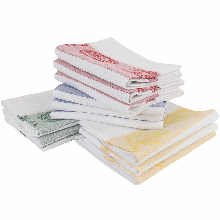 Lot de 12 torchons coton nid d'abeille jacquard REBECCA - Made in Portugal Torchons et essuis-mains Linandelle