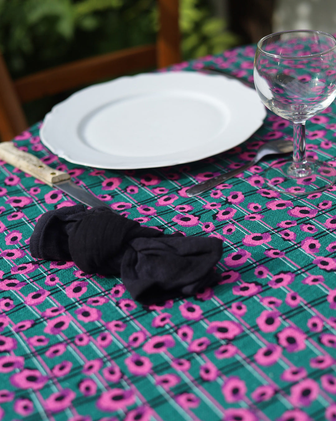 Set of 4 black tie-dye cotton napkins