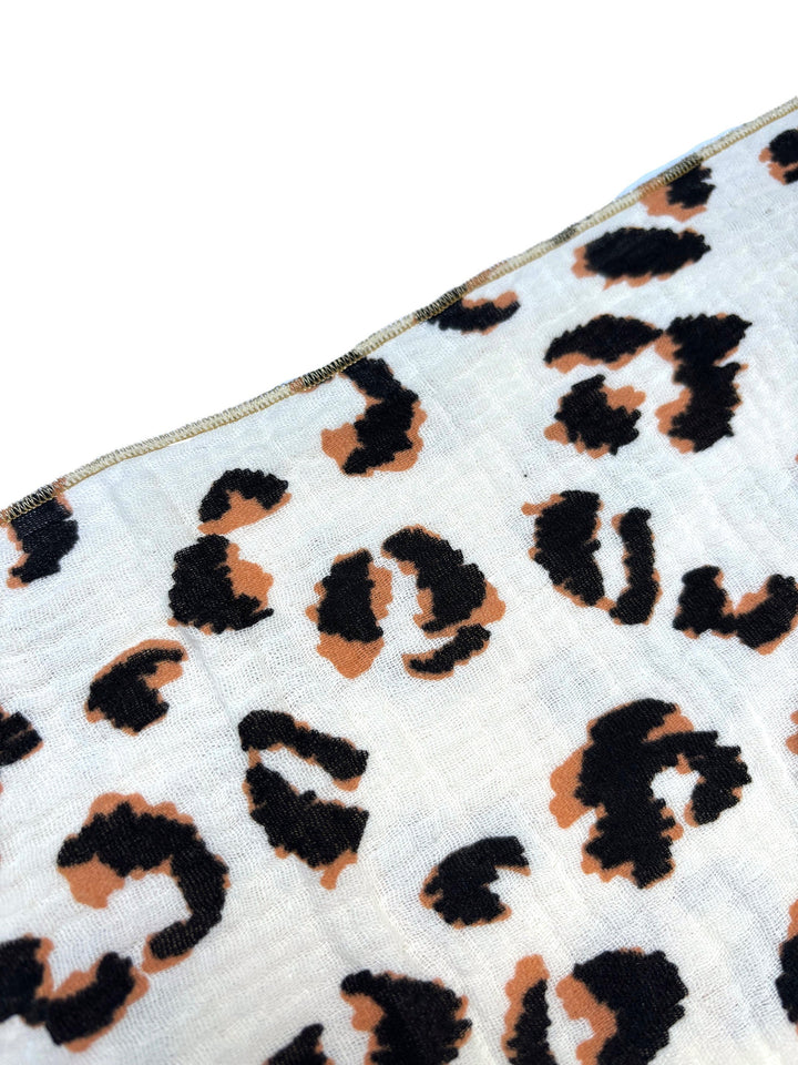 Coffret 4 Serviettes de Table – Gaze de Coton – Leopard Ecru – 40x40 cm