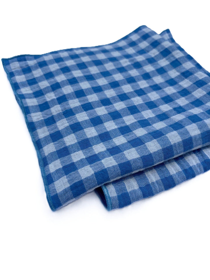 Coffret 4 Serviettes de Table – Gaze de Coton – Vichy Azur – 40x40 cm