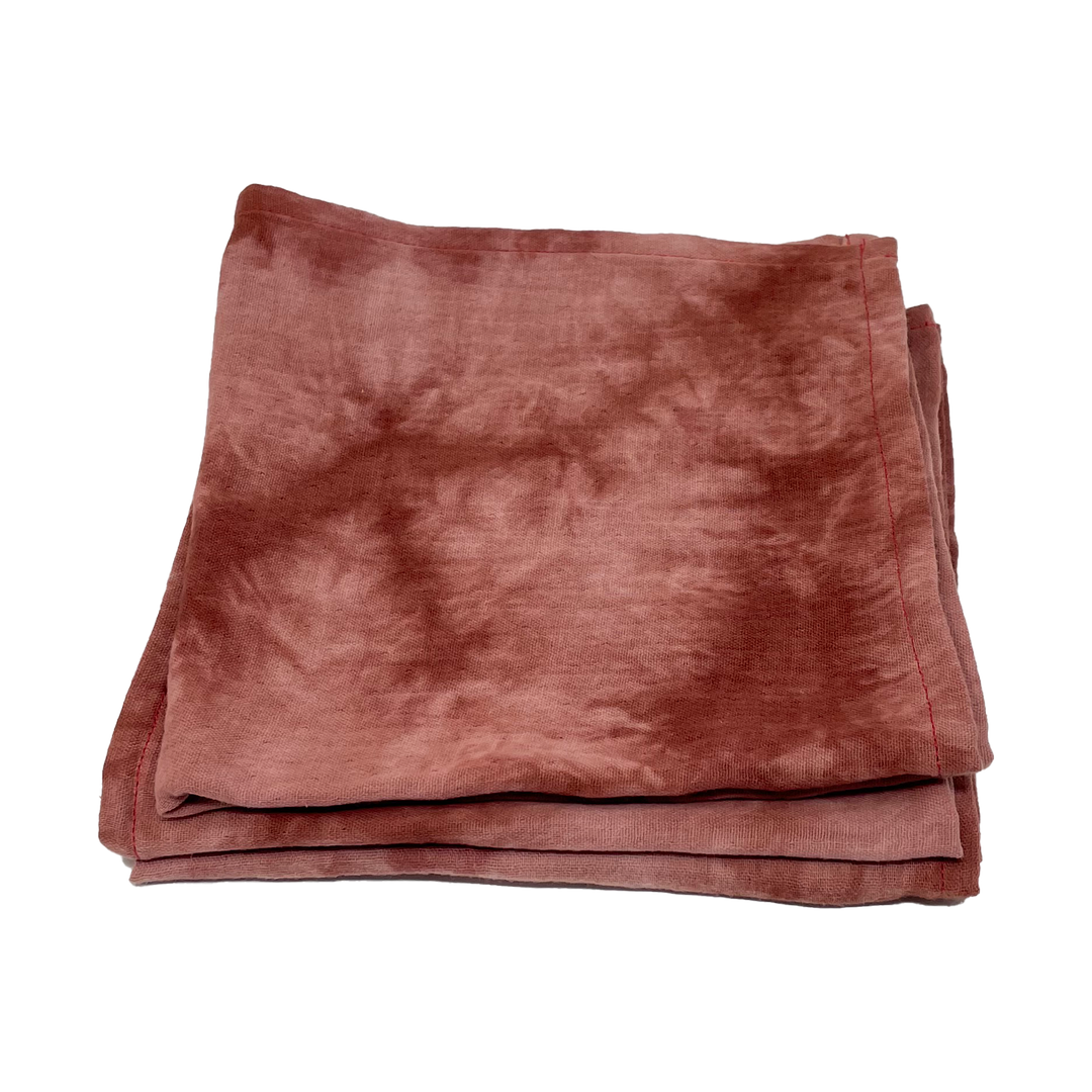 Set of 4 rust tie-dye cotton napkins