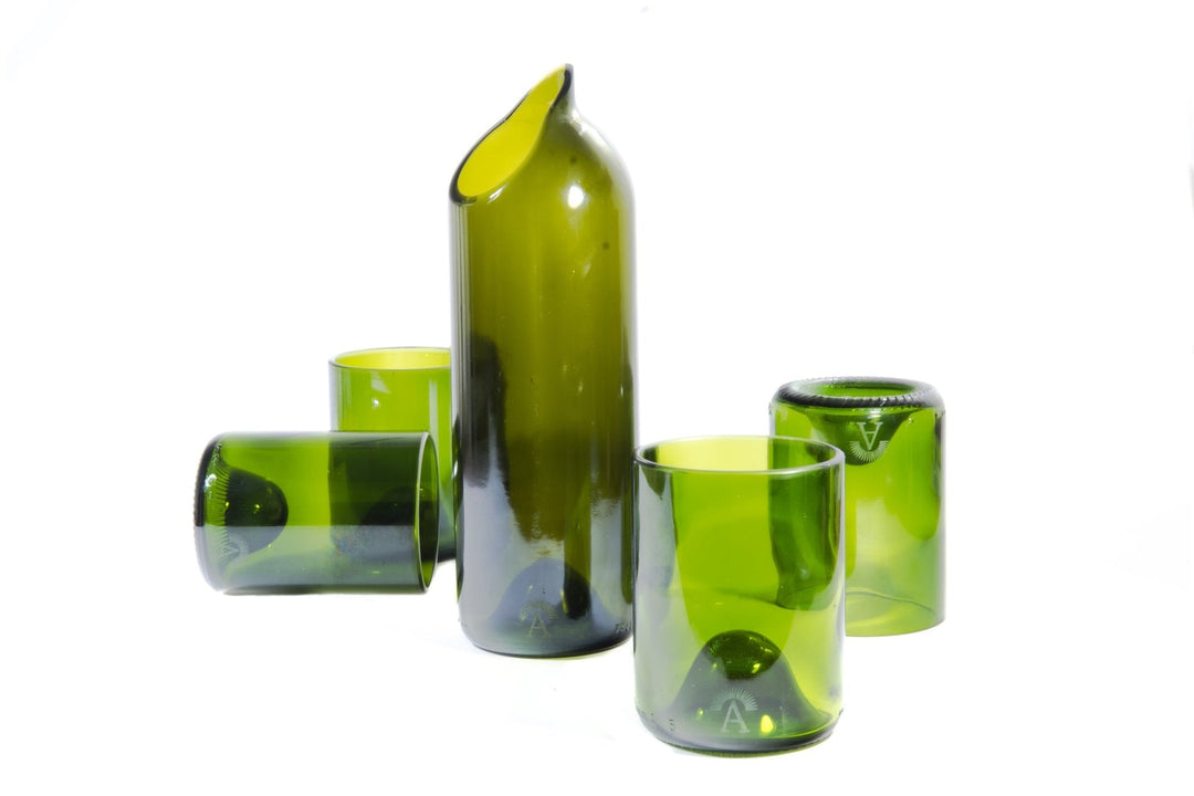 Ensemble carafe et 4 verres verts (finition satinée)