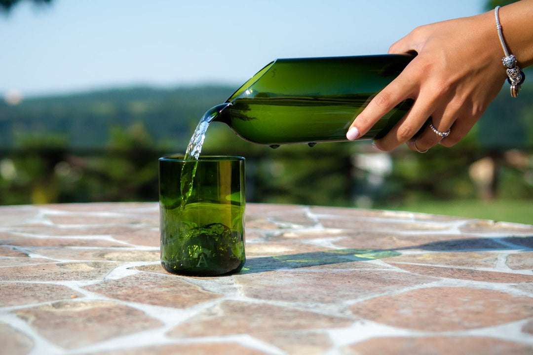 Ensemble carafe et 4 verres verts (finition satinée)